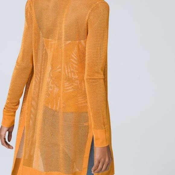 WHITE HOUSE BLACK MARKET NET COVERUP OPEN DUSTER CARDIGAN NWT XS AURA GOLD - Picture 2 of 14